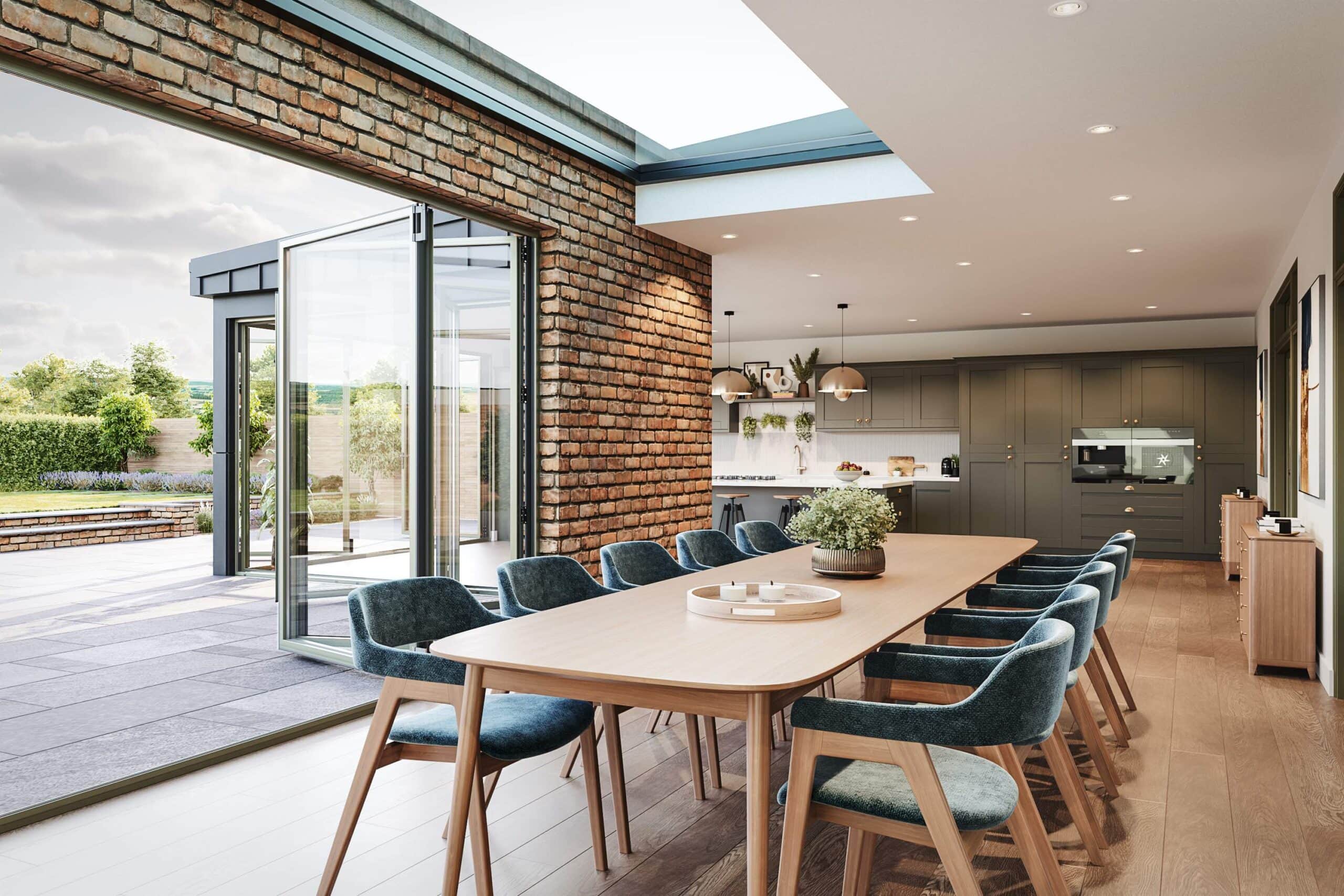 Slimmest bifold doors UK installed in a modern home extension