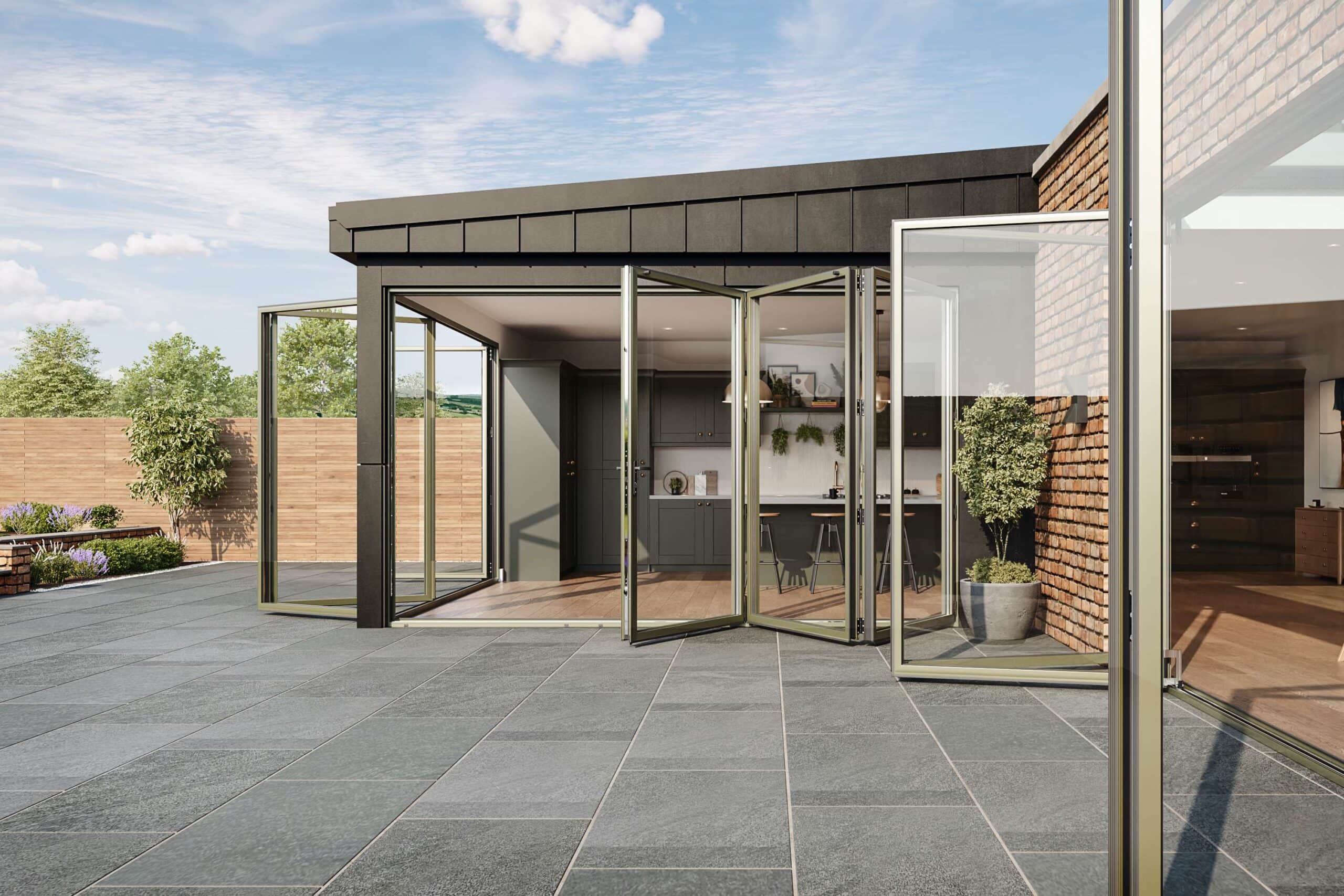 Slimmest bifold doors UK installed in a modern home extension